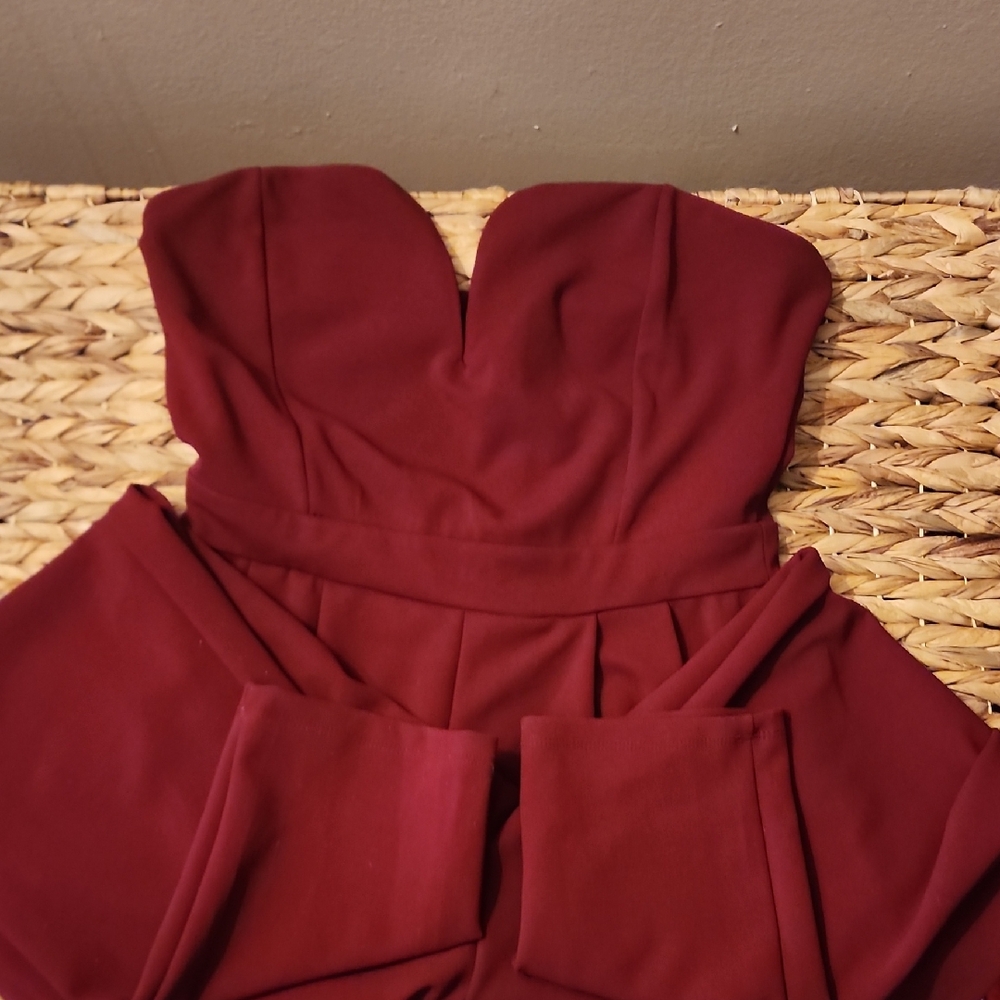 Lulus Burgundy Strapless Jumpsuit